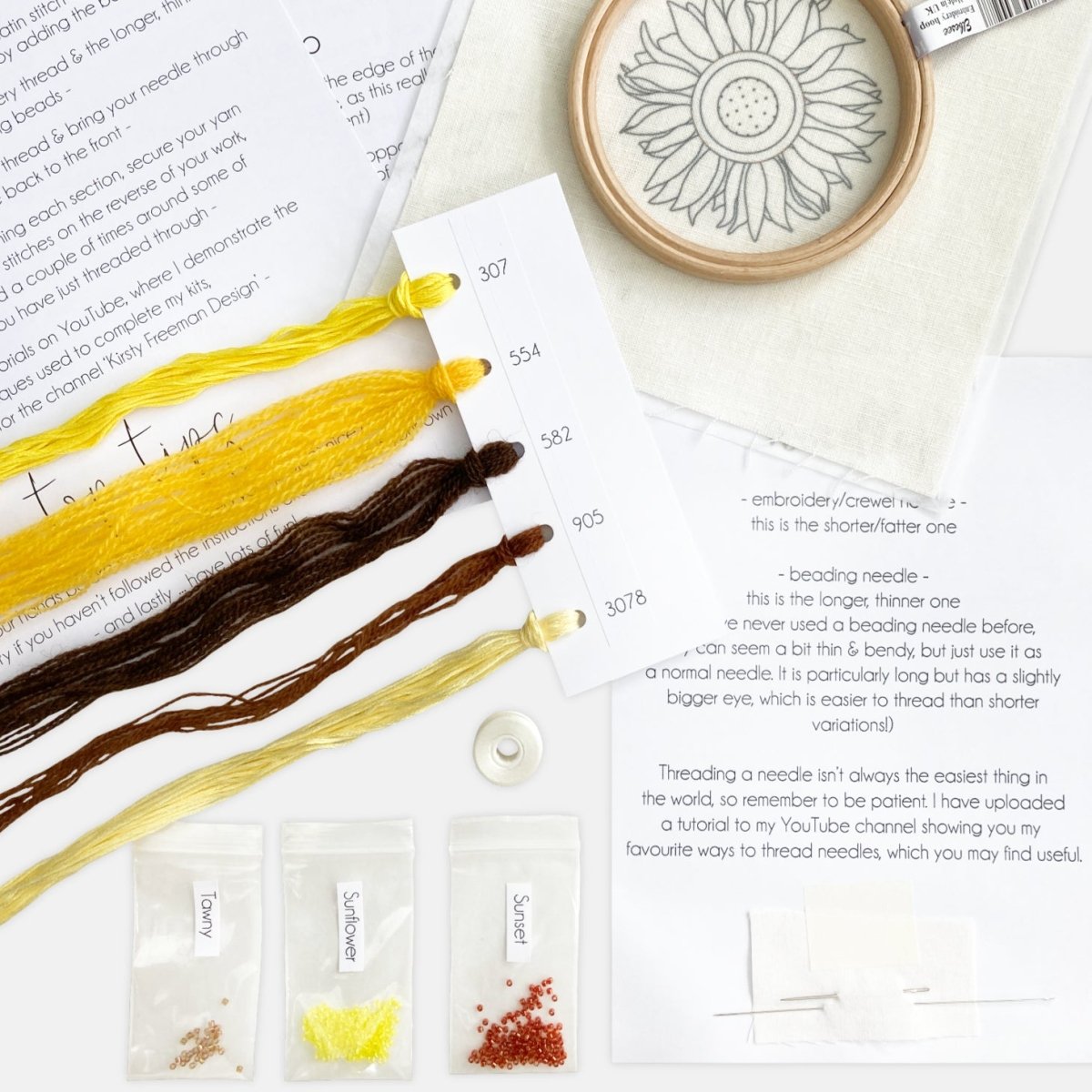 Sunflower Embroidery Kit - Modern Craft Kit from Kirsty Freeman Design