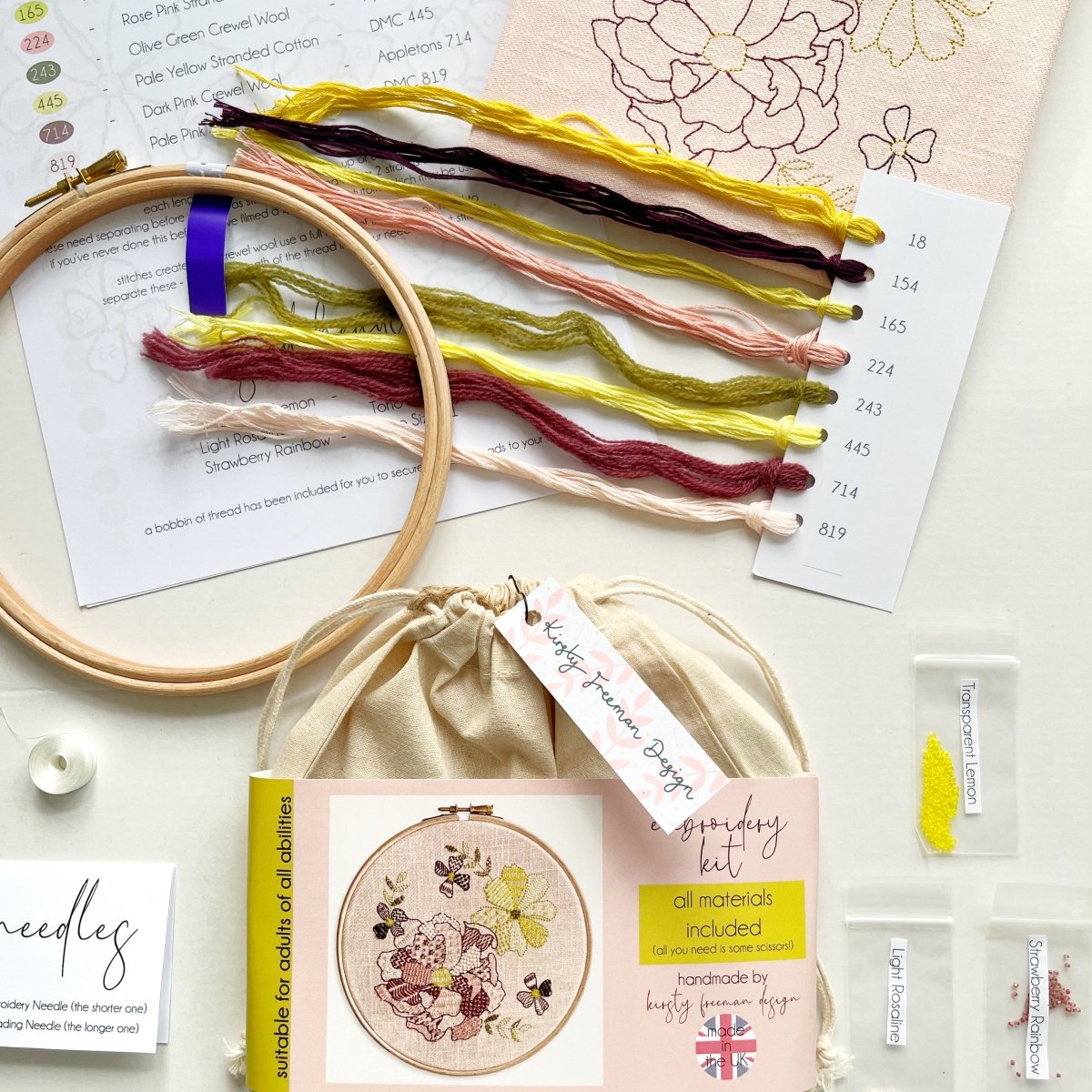 Flower Embroidery Kit - Modern Craft Kit from Kirsty Freeman Design