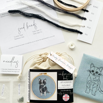 Kitten Embroidery Kit - Modern Craft Kit from Kirsty Freeman Design