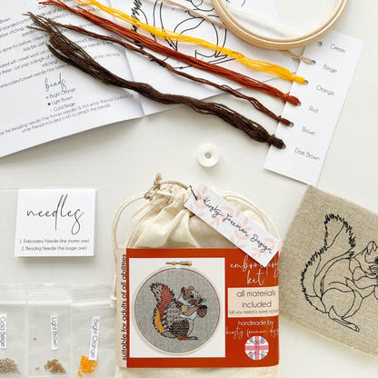 Squirrel Embroidery Kit - Modern Craft Kit from Kirsty Freeman Design