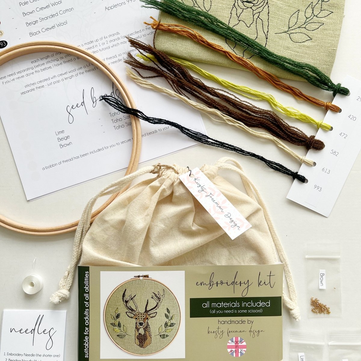 Deer Embroidery Kit - Modern Craft Kit from Kirsty Freeman Design