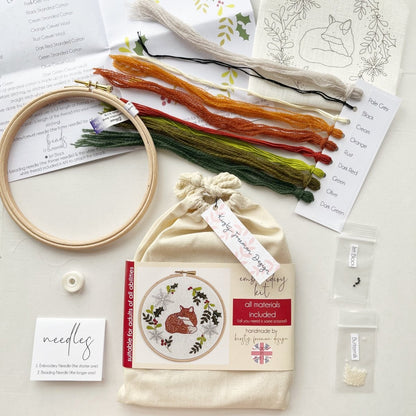 Christmas Fox Embroidery Kit - Modern Craft Kit from Kirsty Freeman Design