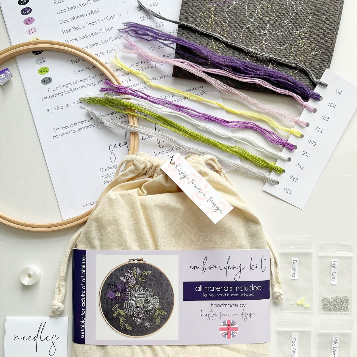 Modern Floral Embroidery Kit - Modern Craft Kit from Kirsty Freeman Design