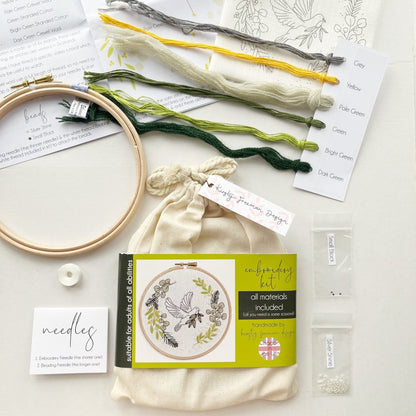 Christmas Dove Embroidery Kit - Modern Craft Kit from Kirsty Freeman Design