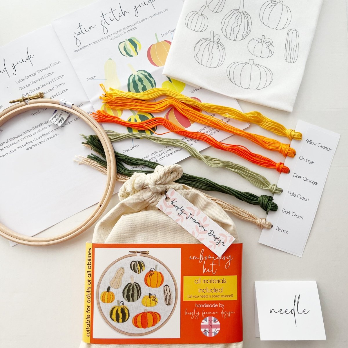 Pumpkin Embroidery Kit - Modern Craft Kit from Kirsty Freeman Design