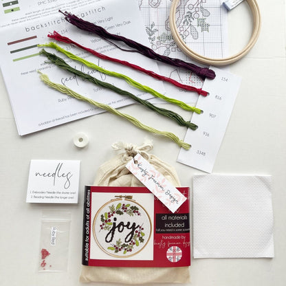 Joy Christmas Cross Stitch Kit - Modern Craft Kit from Kirsty Freeman Design