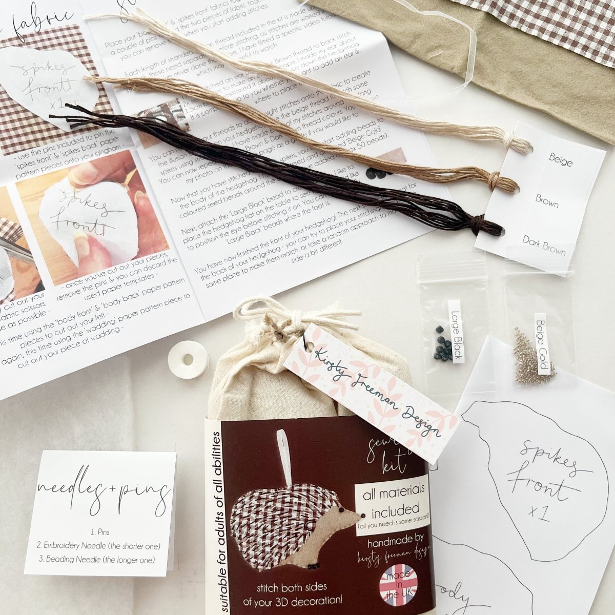 Hedgehog Craft Kit - Modern Craft Kit from Kirsty Freeman Design
