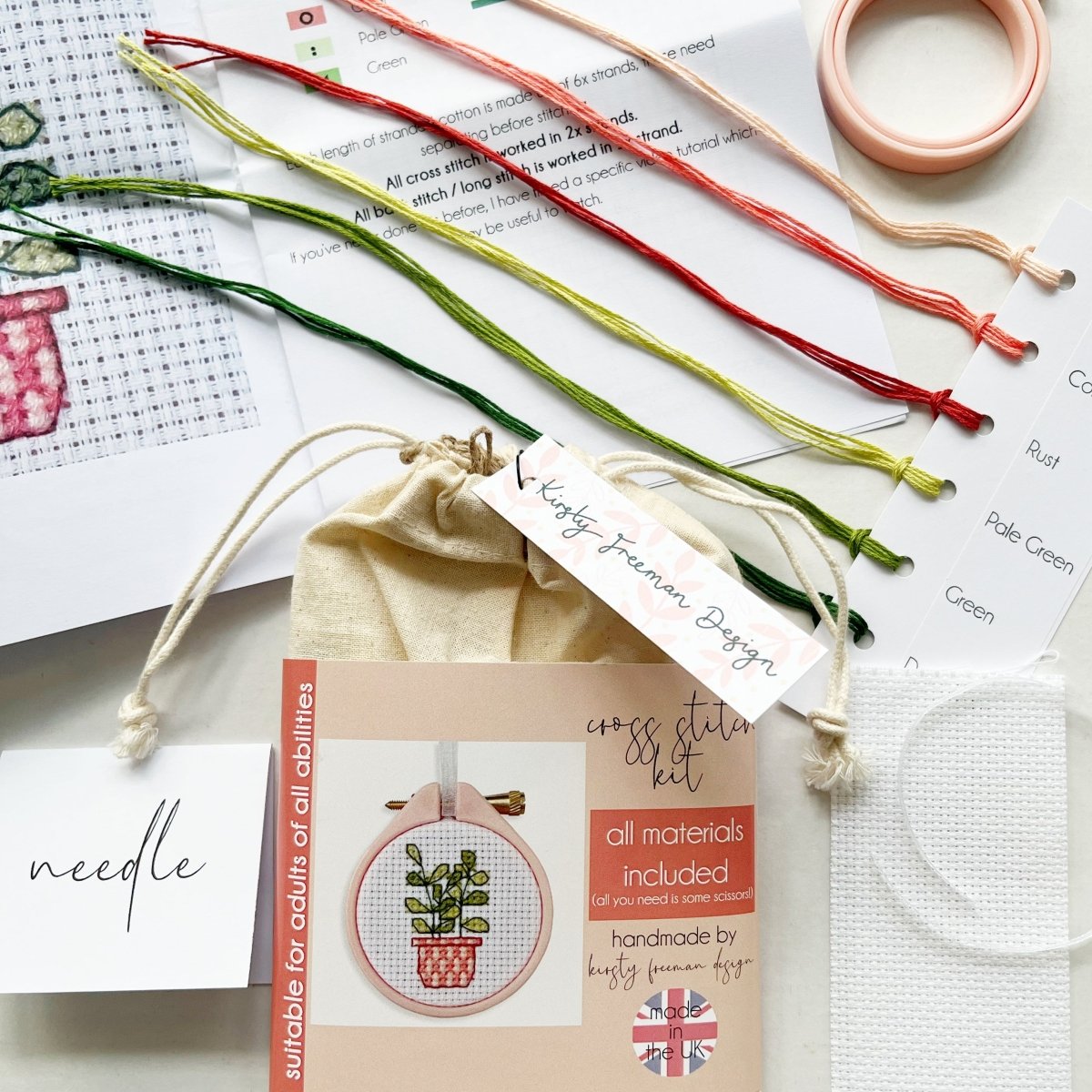 Houseplant Cross Stitch Kit Bundle - Modern Craft Kit from Kirsty Freeman Design