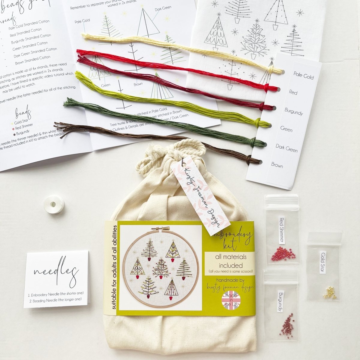 Christmas Tree Embroidery Kit - Modern Craft Kit from Kirsty Freeman Design