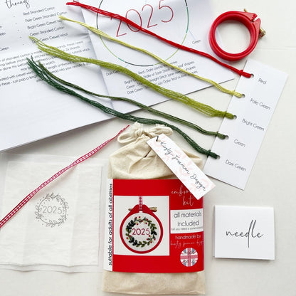 Mini Christmas Wreath Embroidery Kit - Modern Craft Kit from Kirsty Freeman Design