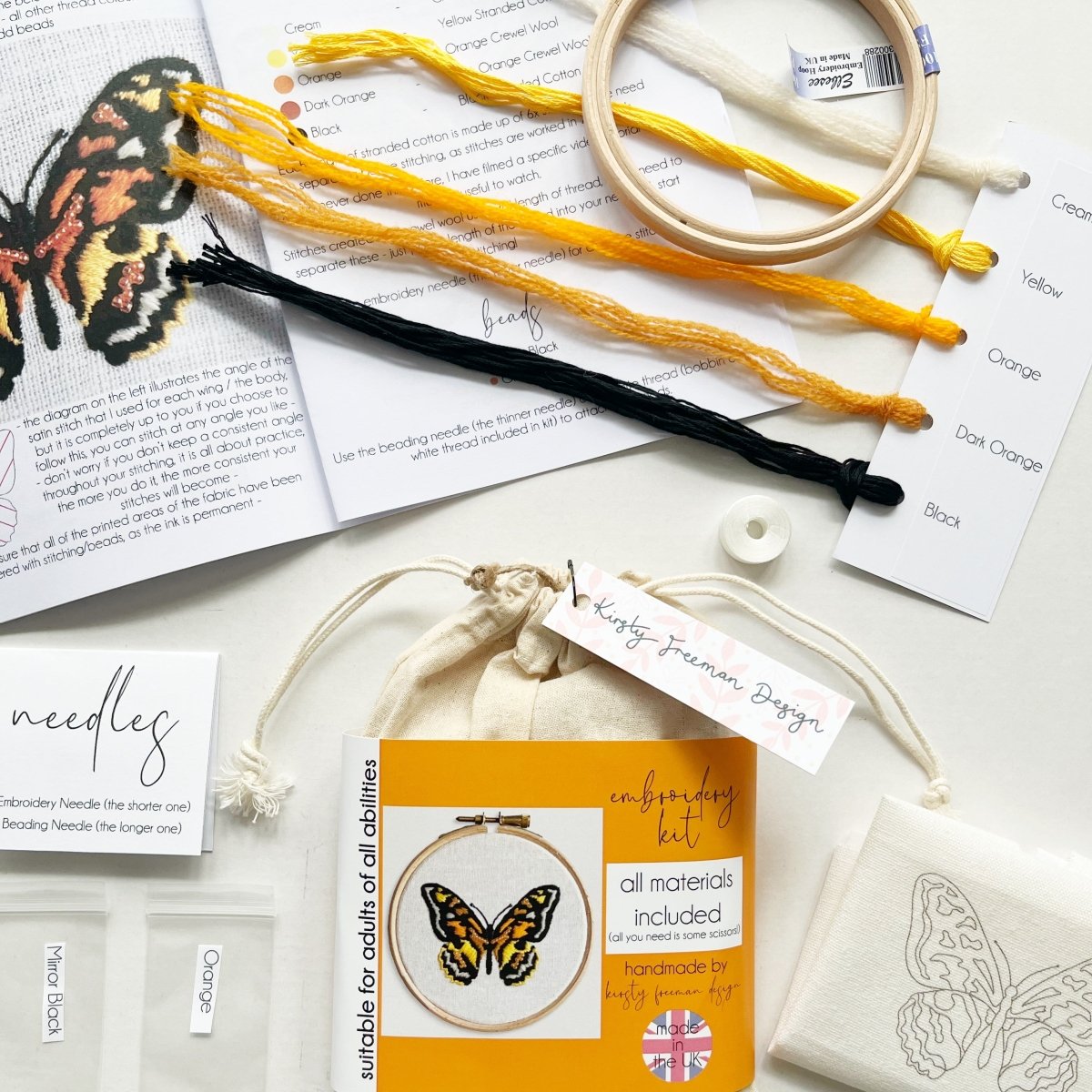 Butterfly Embroidery Kit - Modern Craft Kit from Kirsty Freeman Design