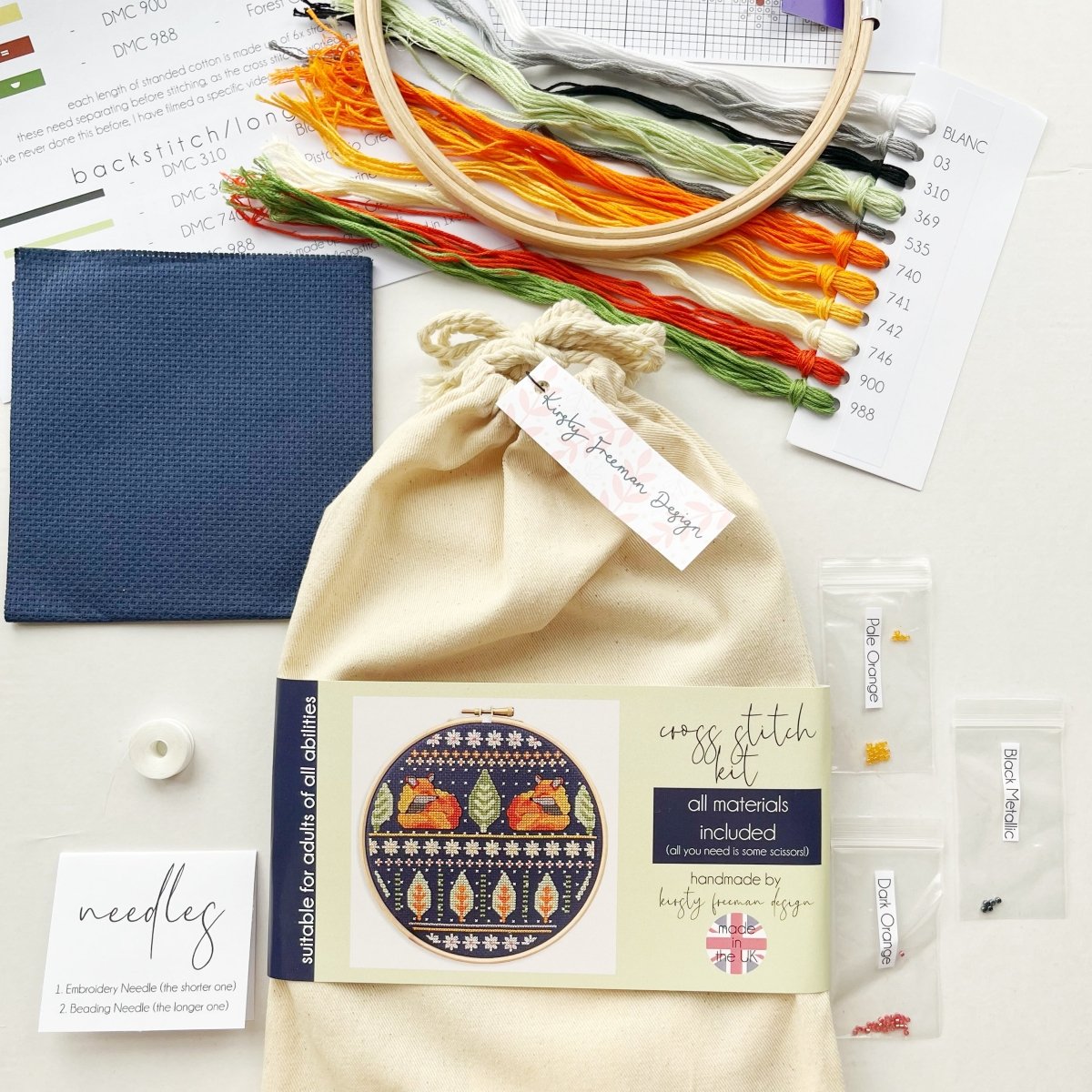 Fox Cross Stitch Kit - Modern Craft Kit from Kirsty Freeman Design