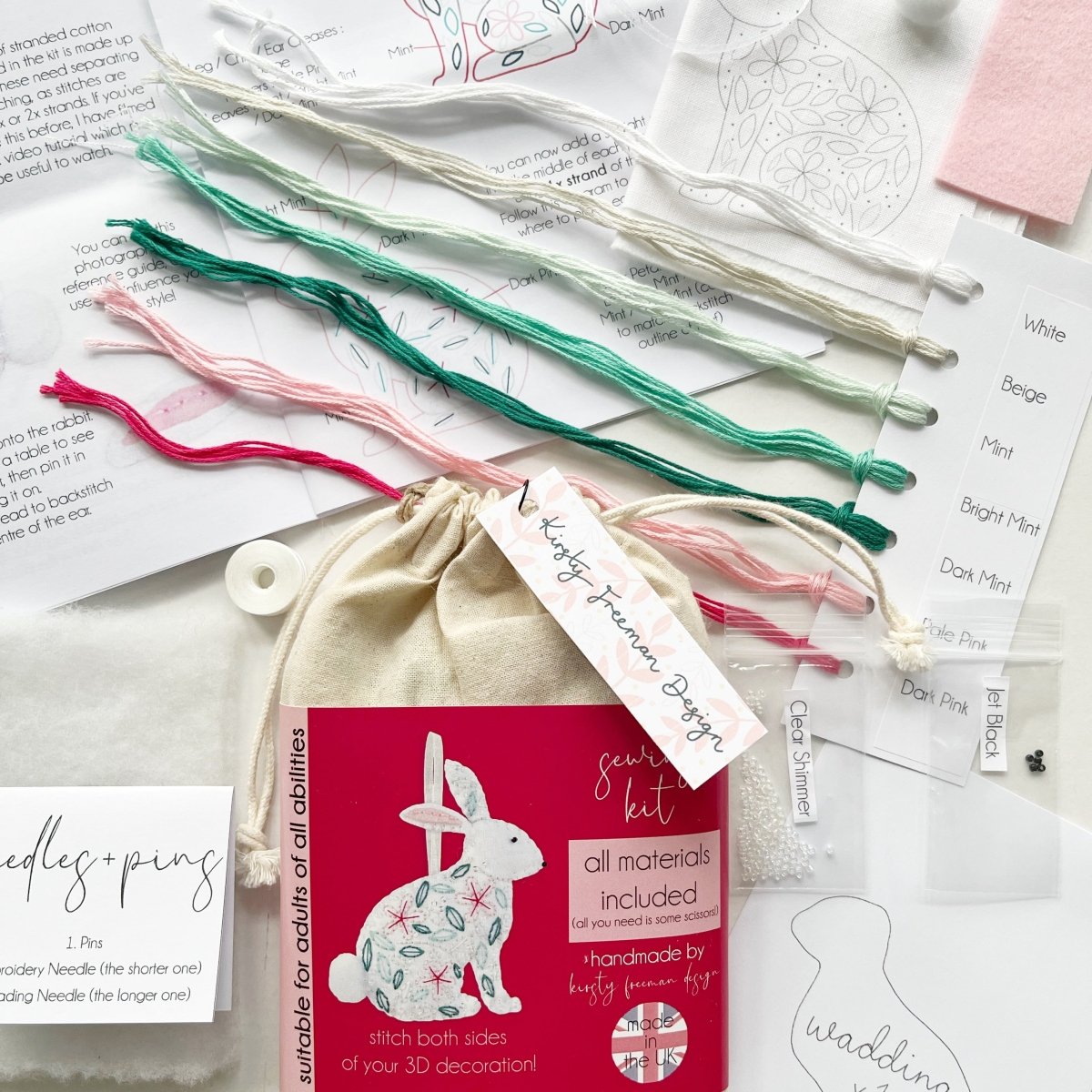Rabbit Sewing Kit - Modern Craft Kit from Kirsty Freeman Design