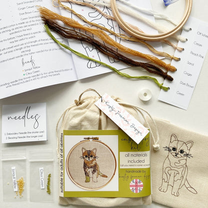 Kitten Embroidery Kit - Modern Craft Kit from Kirsty Freeman Design
