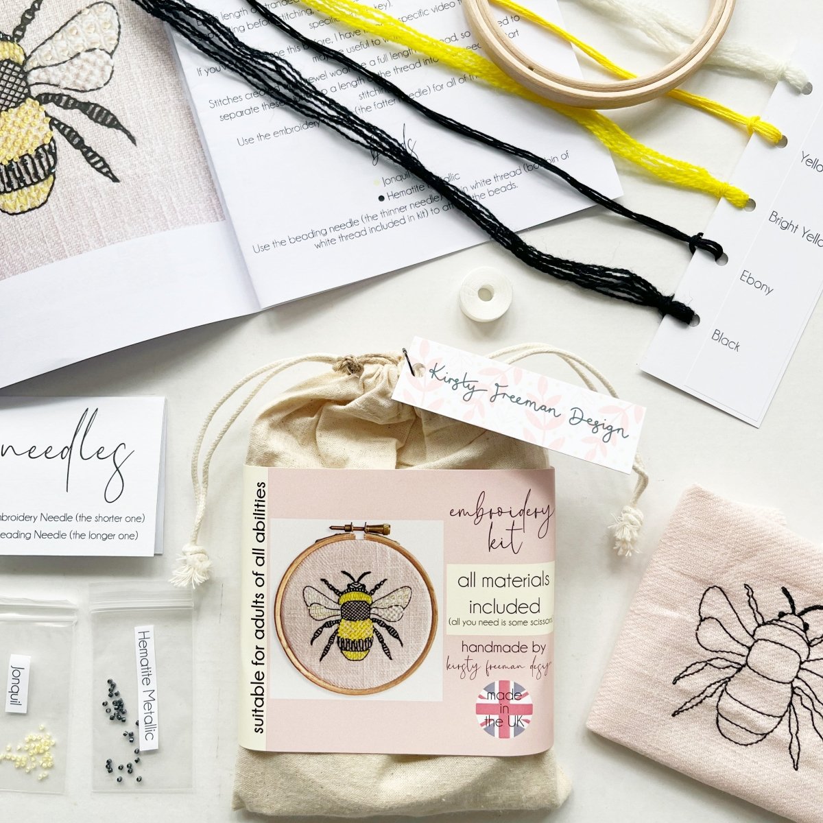 Bumble Bee Embroidery Kit - Modern Craft Kit from Kirsty Freeman Design
