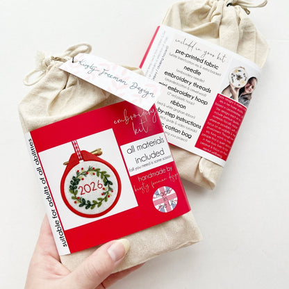 Mini Christmas Wreath Embroidery Kit - Modern Craft Kit from Kirsty Freeman Design