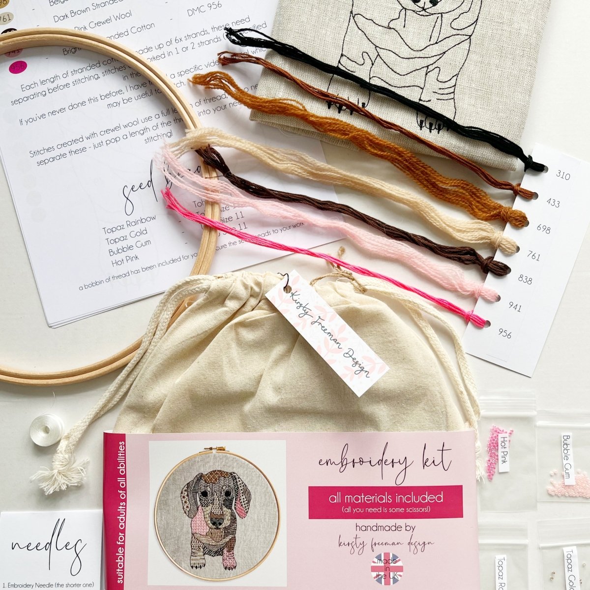 Dachshund Embroidery Kit - Modern Craft Kit from Kirsty Freeman Design