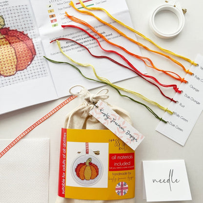 Pumpkin Cross Stitch Kit - Modern Craft Kit from Kirsty Freeman Design