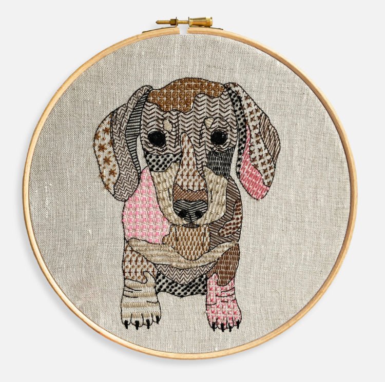 Dachshund Embroidery Kit - Modern Craft Kit from Kirsty Freeman Design