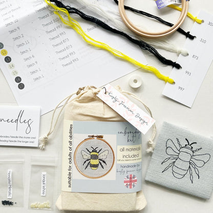 Bumble Bee Embroidery Kit - Modern Craft Kit from Kirsty Freeman Design