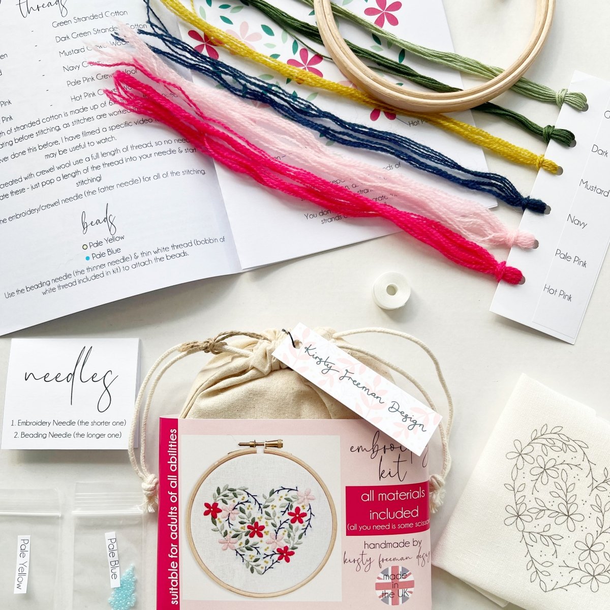 Heart Embroidery Kit - Modern Craft Kit from Kirsty Freeman Design