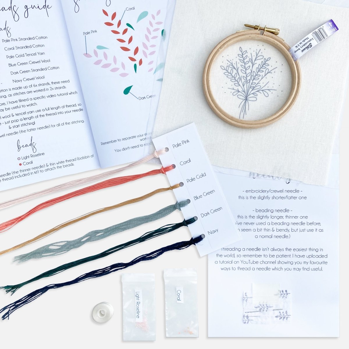 Bouquet Embroidery Kit - Modern Craft Kit from Kirsty Freeman Design