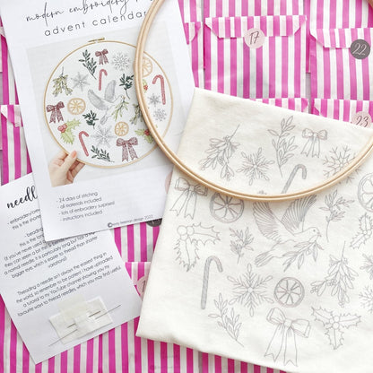Embroidery Advent Calendar - Modern Craft Kit from Kirsty Freeman Design
