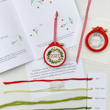 Mini Christmas Wreath Embroidery Kit - Modern Craft Kit from Kirsty Freeman Design