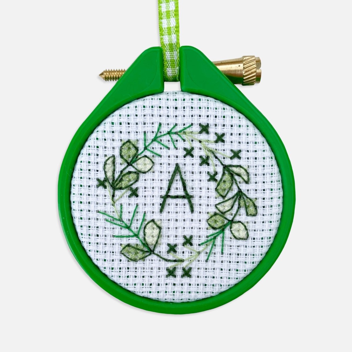 Mini Personalised Christmas Wreath Cross Stitch Kit - Modern Craft Kit from Kirsty Freeman Design