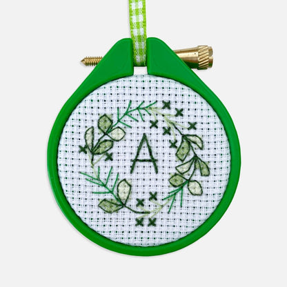 Mini Personalised Christmas Wreath Cross Stitch Kit - Modern Craft Kit from Kirsty Freeman Design