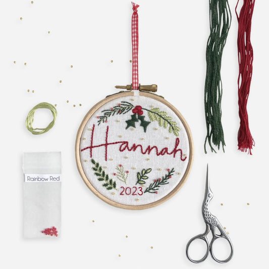 Personalised Christmas Embroidery Kit - Modern Craft Kit from Kirsty Freeman Design