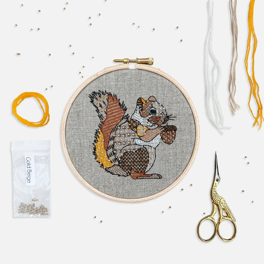 Squirrel Embroidery Kit - Modern Craft Kit from Kirsty Freeman Design