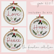 Load image into Gallery viewer, Christmas Decoration Kits - Kirsty Freeman Design. A set of three small Christmas designs, perfect for hanging in your home.
