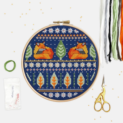 Fox Cross Stitch Kit - Modern Craft Kit from Kirsty Freeman Design