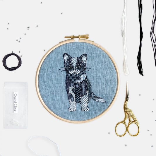 Kitten Embroidery Kit - Modern Craft Kit from Kirsty Freeman Design