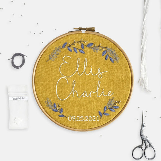Personalised Baby Embroidery Kit - Modern Craft Kit from Kirsty Freeman Design