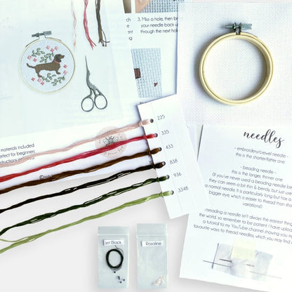 Sausage Dog Cross Stitch Kit - Modern Craft Kit from Kirsty Freeman Design