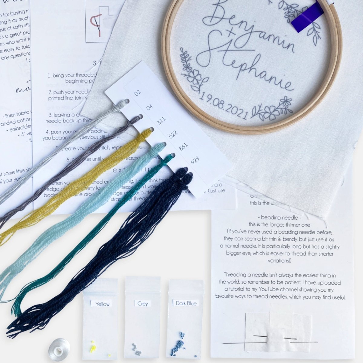 Wedding Embroidery Kit - Modern Craft Kit from Kirsty Freeman Design