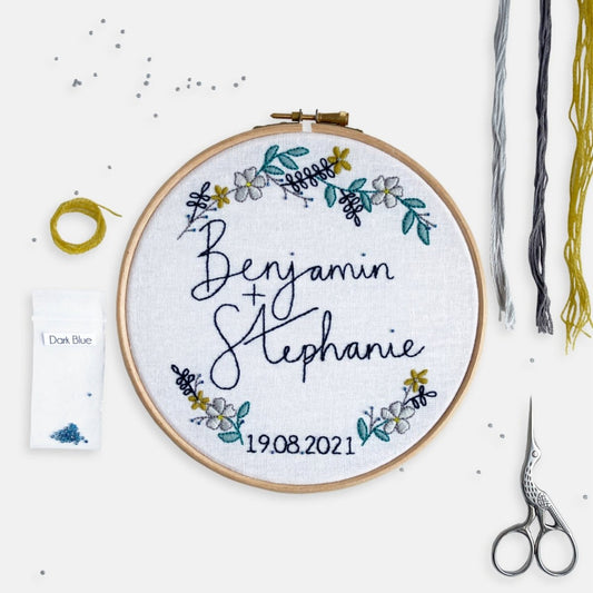 Wedding Embroidery Kit - Modern Craft Kit from Kirsty Freeman Design