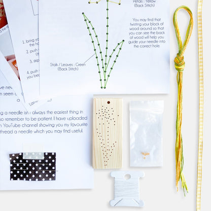 Wooden Daffodil Embroidery Kit - Modern Craft Kit from Kirsty Freeman Design